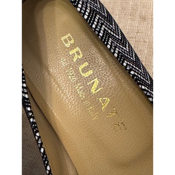 Brunate Womens Italian Made Black & White Chevron Heeled Pumps EU 38 US 7.5 Leat - Picture 8 of 11